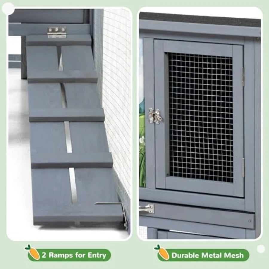 Guangdong Rabbit Hutch Outdoor 2 Tier Bunny Cage For Pets