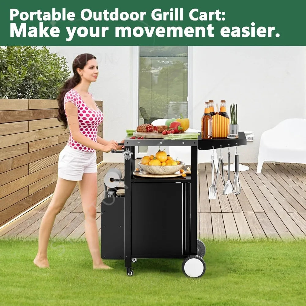 Outdoor Grill Cart With Storage And Movable Modular Design