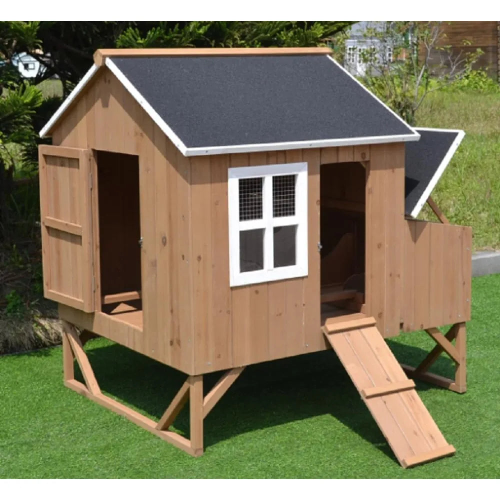 Deluxe Wood Chicken Coop for 4 to 8 Hens with Nesting Boxes