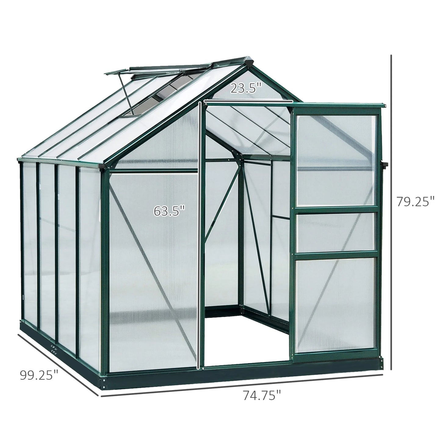 Outsunny Aluminum Frame Walk In Greenhouse With Polycarbonate Panels