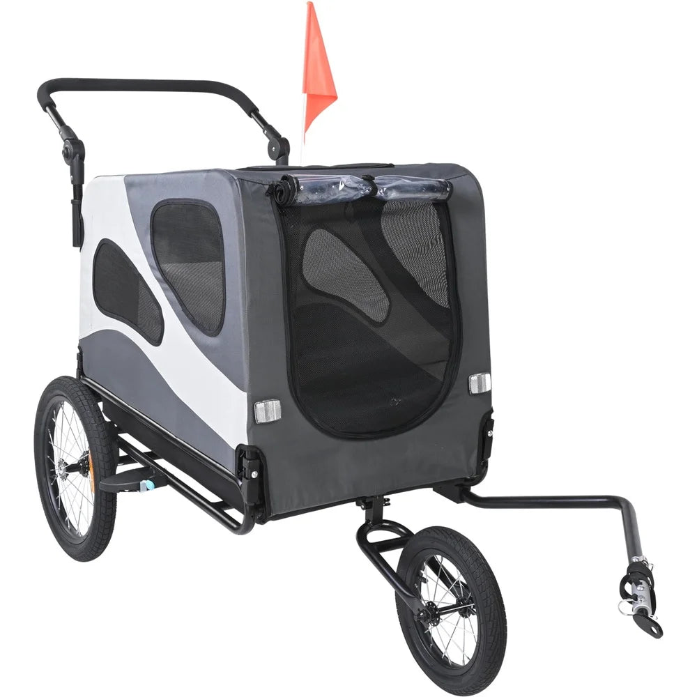 Pet Bike Trailer Foldable Dual Function Dog Stroller 100 Lb
