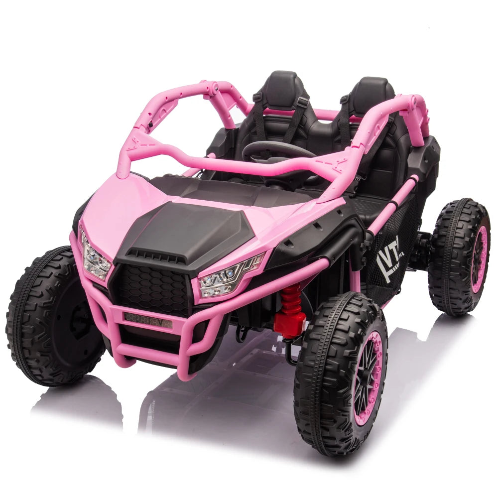 24V Two-seater Kids Ride On UTV w/Parents Control,20in seat width,400W Super high power,Four-wheel Suspension,Bluetooth,MP3
