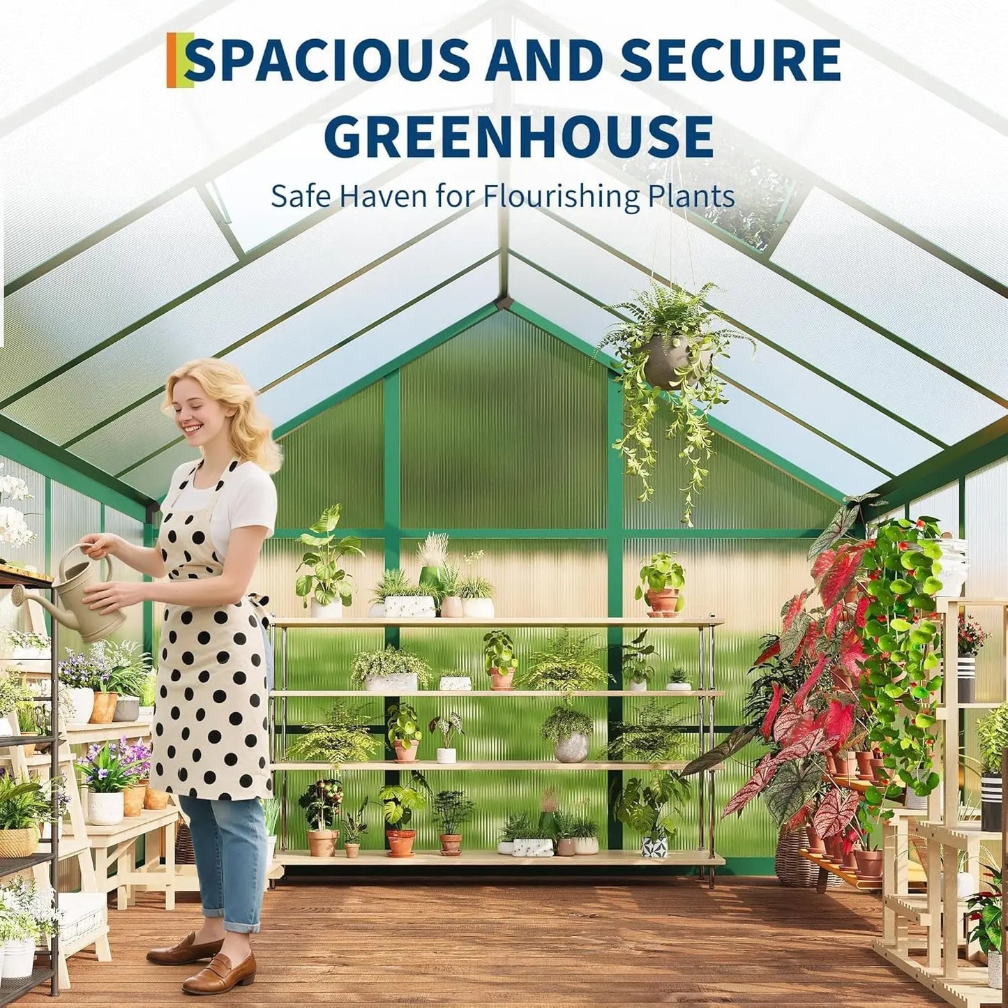 Walk-In Greenhouse Kit With Aluminum Frame And Polycarbonate Panels