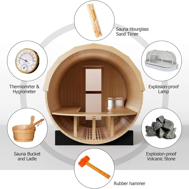 SMARTMAK Outdoor Panoramic Barrel Sauna Wooden Cabin Experience