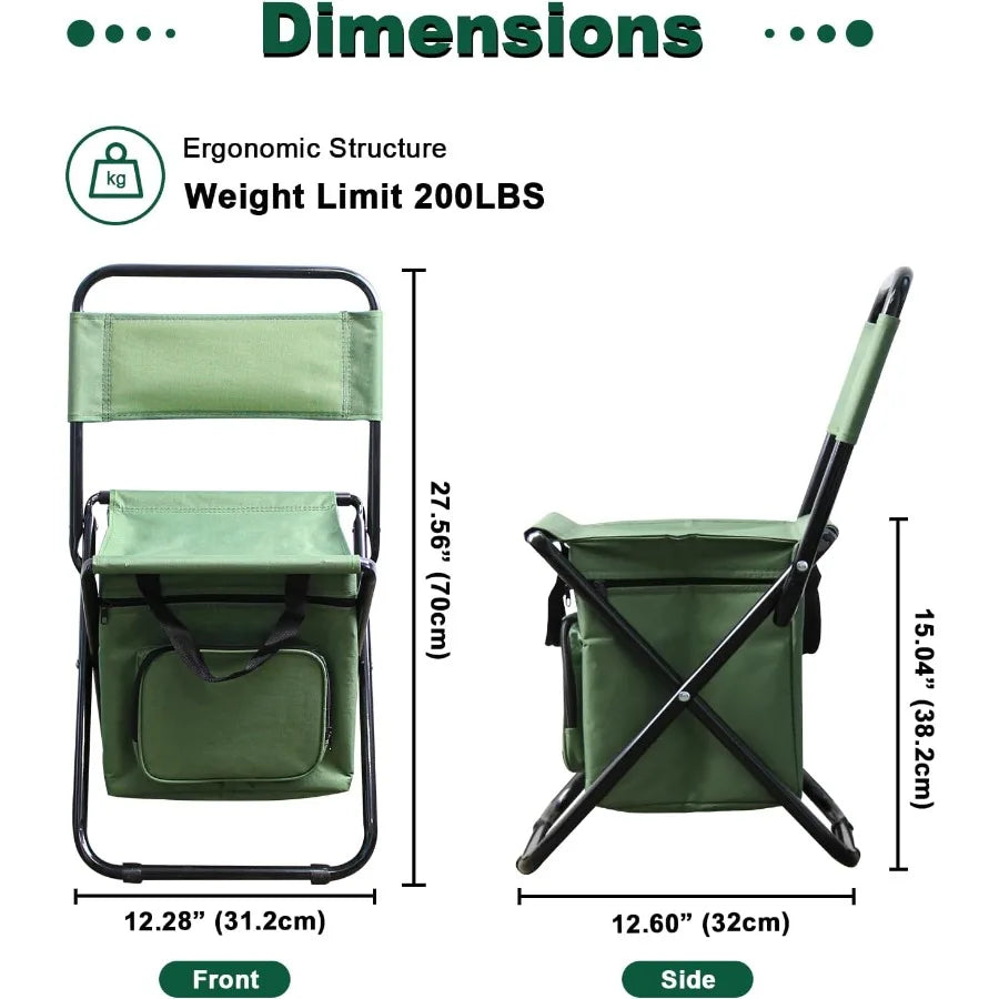 Fold Portable Foldable Fishing Chair With Cooler Bag And Backrest