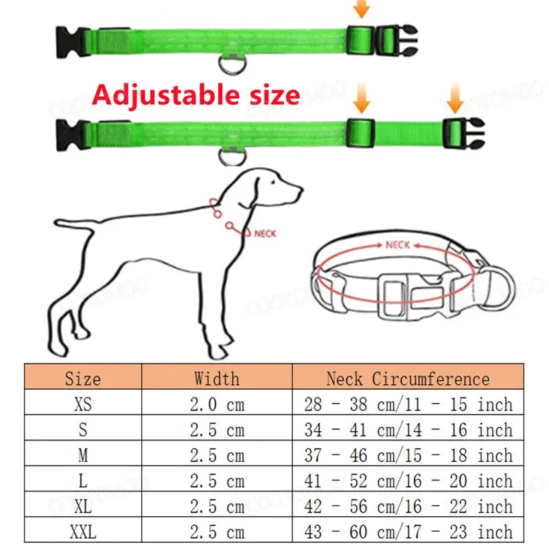 3 Modes Dog Luminous Charging Collar LED USB Detachable Night Glow Dog Loss Prevention Collar Pet Accessories