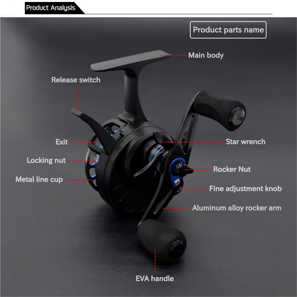 CAMEKOON Metal Ice Fishing Reel With Four Bearings Magnetic Drag