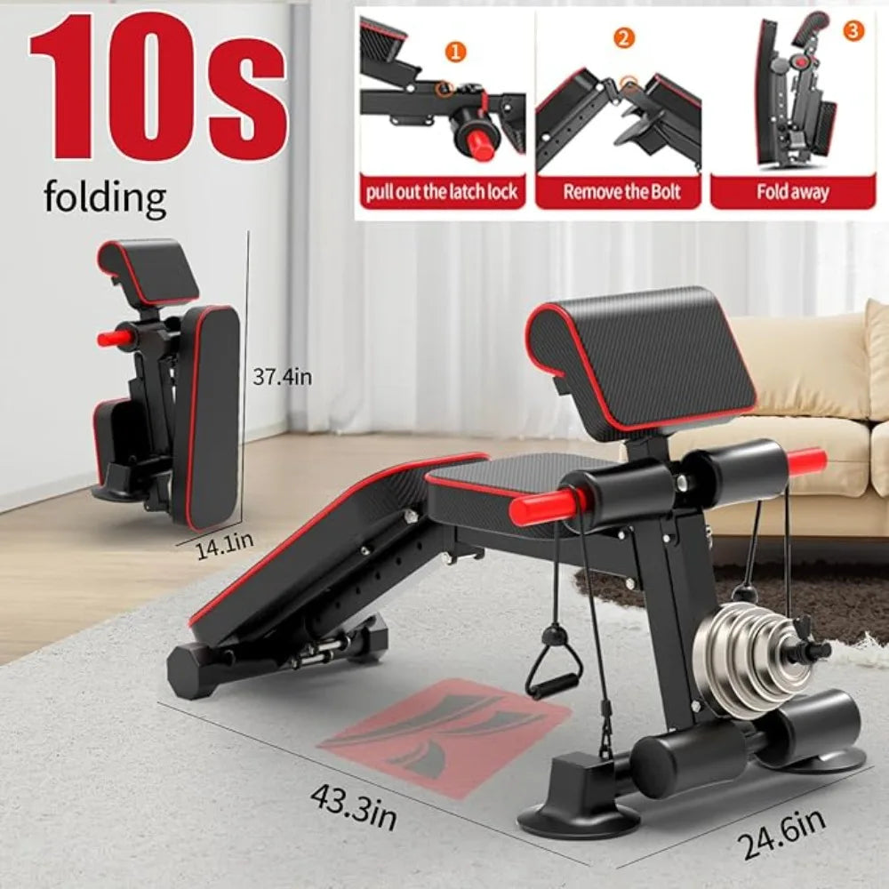 Hign-concerned Adjustable Weight Bench Foldable Incline Decline for Home Gym