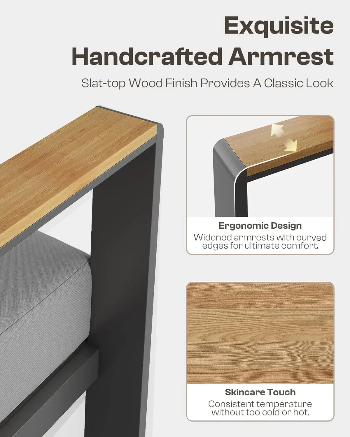 Aluminum Outdoor Patio Furniture Set With Coffee Table Gray