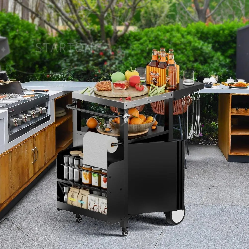 Outdoor Grill Cart With Storage And Movable Modular Design