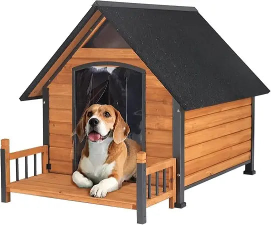 Aivituvin Outdoor Dog House with Metal Frame Weatherproof Roof and Raised Legs for Large Medium Small Dogs