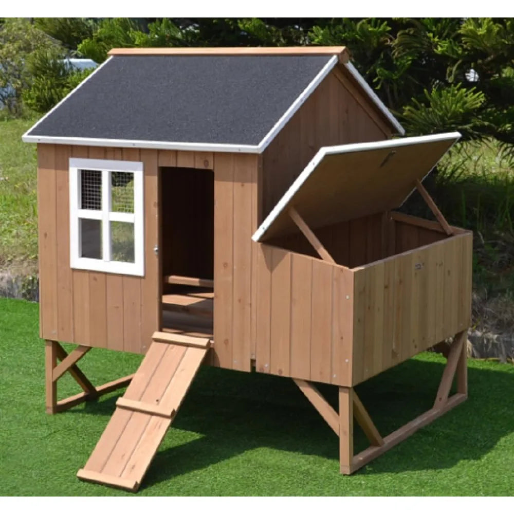 Deluxe Wood Chicken Coop for 4 to 8 Hens with Nesting Boxes