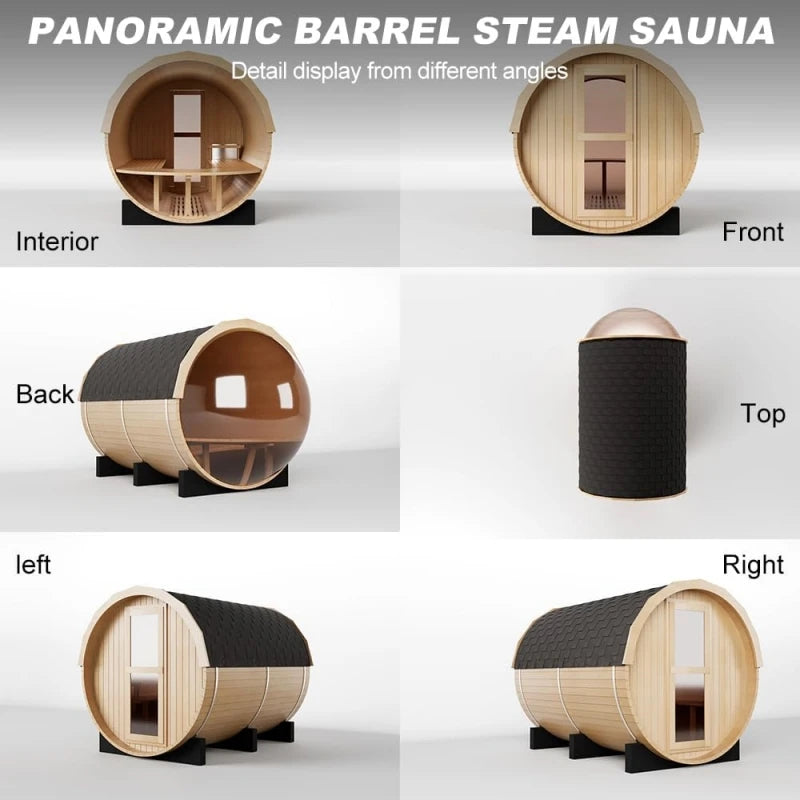 SMARTMAK Outdoor Panoramic Barrel Sauna Wooden Cabin Experience