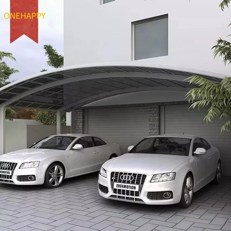Modern Portable Metal Carport Outdoor Polycarbonate Roof Aluminum Frame PVC Material Pressure Treated Garage Parking