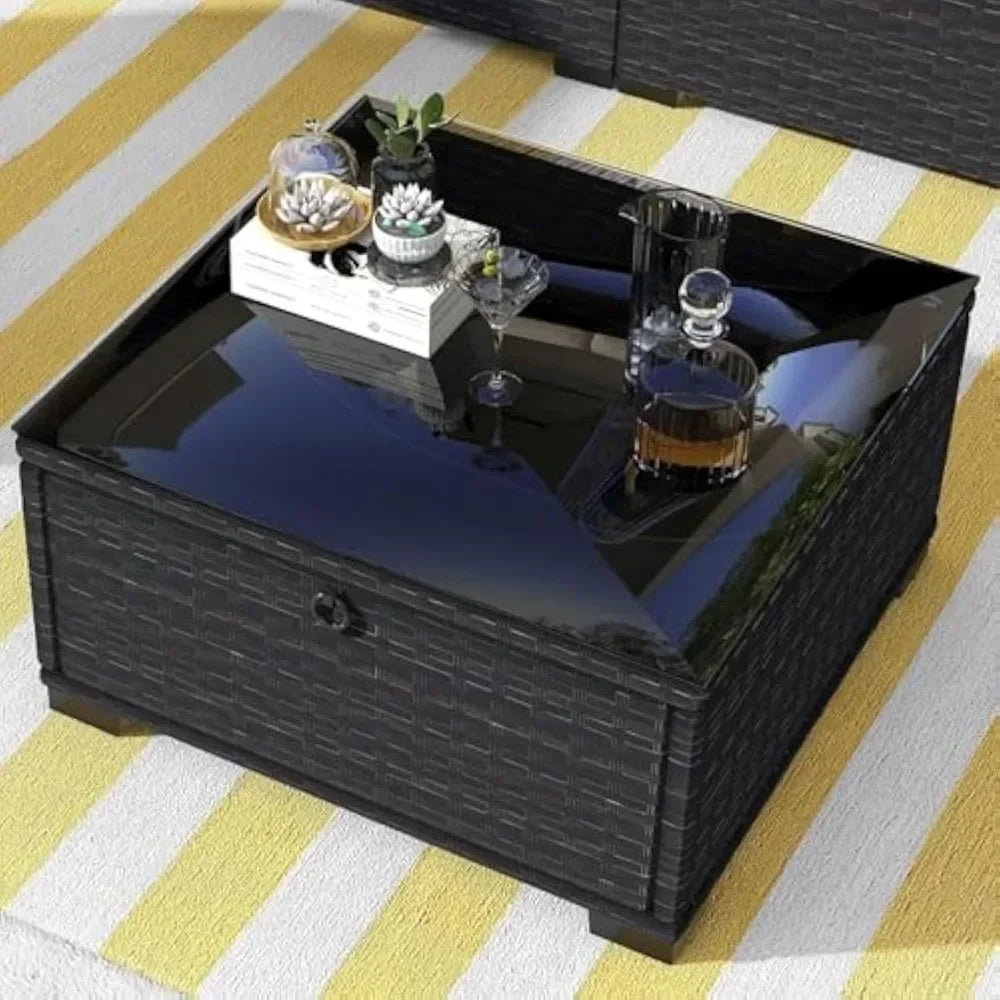 6pc Outdoor Rattan Wicker Patio Set With Waterproof Cushions