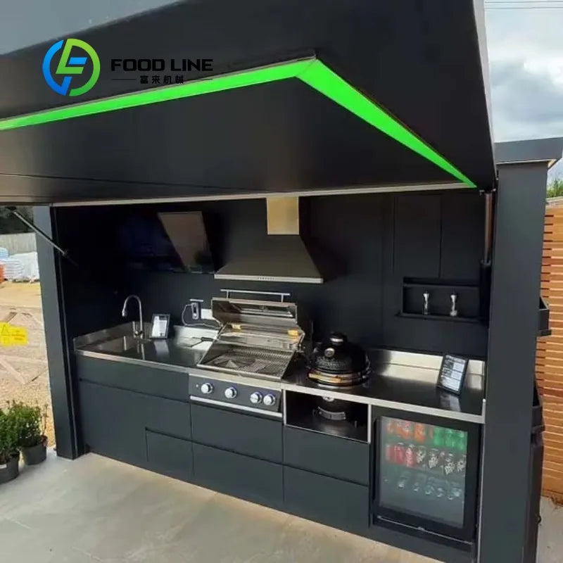 FOODLINE Custom Outdoor Kitchen Island With Stainless Grill And Sink