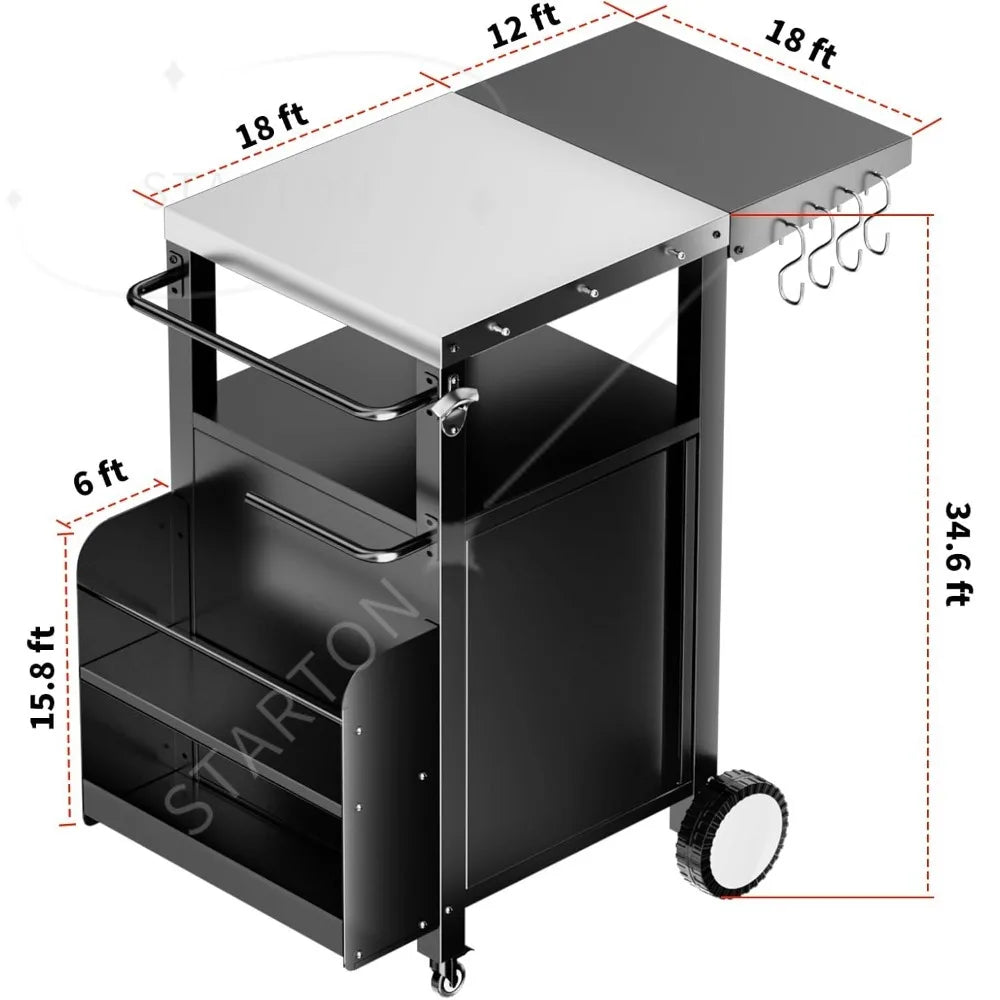 Outdoor Grill Cart With Storage And Movable Modular Design