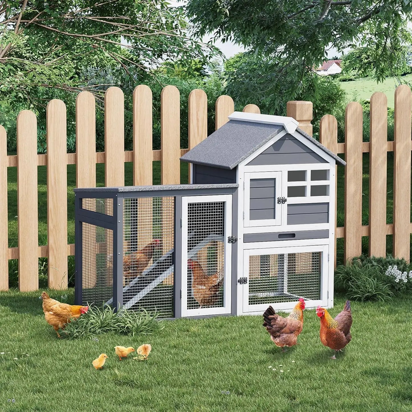 DishyKooker Rabbit Hutch Two Story Indoor Outdoor Cage With Ramp