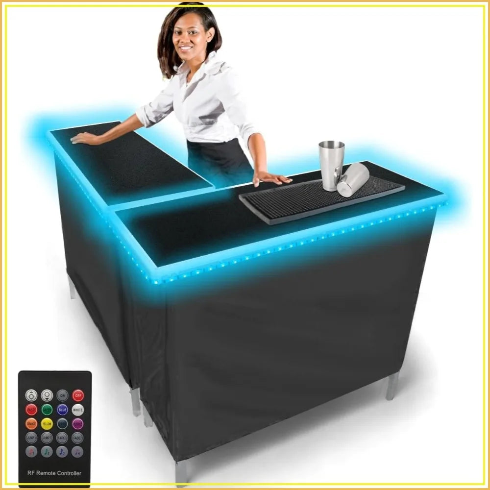 Folding Portable Double Bar With LED Lights And Wireless Remote