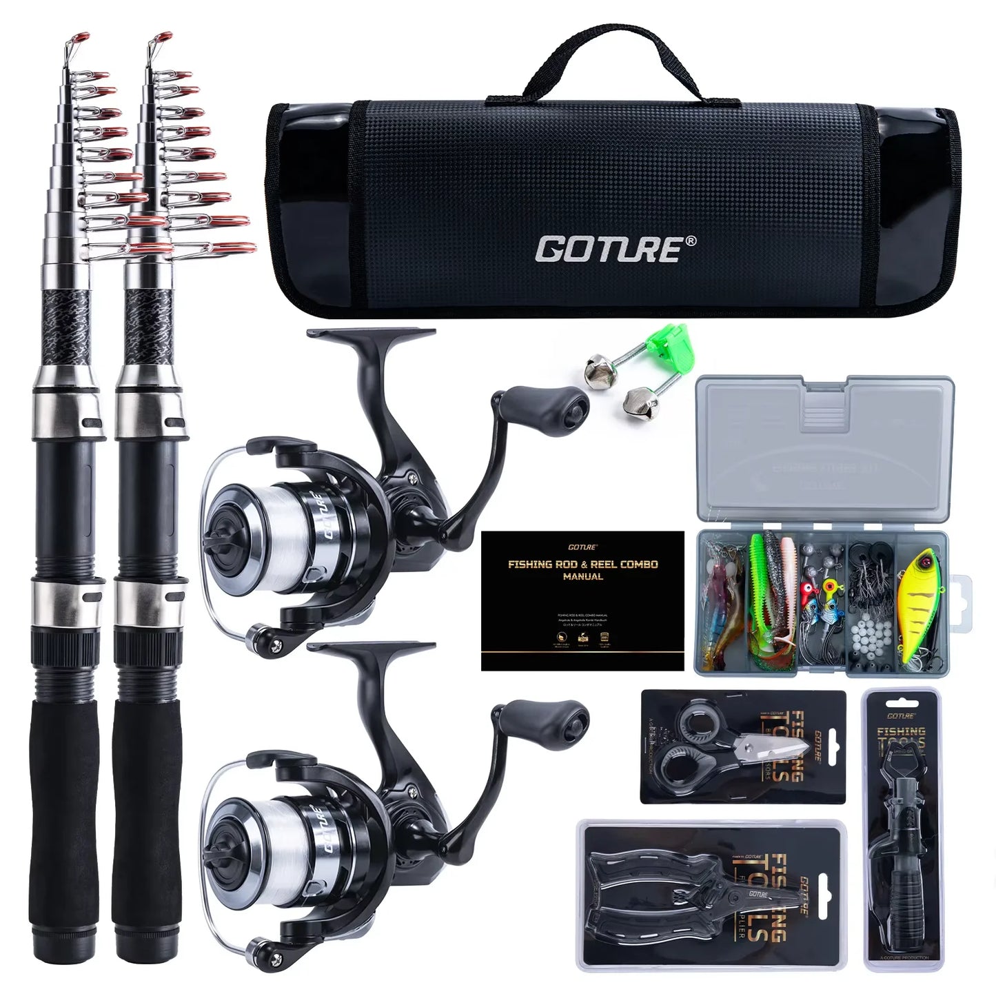 Goture Telescopic Fishing Rod and Reel Combo Kit with Waterproof Storage Bag
