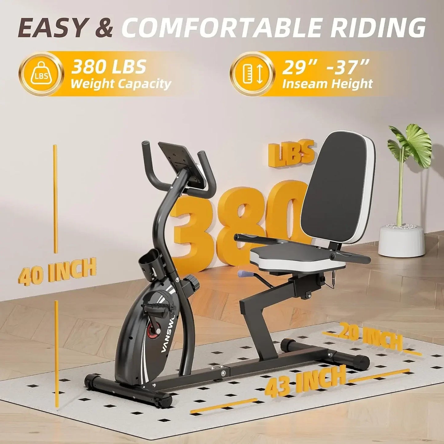 Recumbent Exercise Bike for Adults Seniors - Recumbent Bikes for Home with Magnetic Resistance Bluetooth and App Connectivity