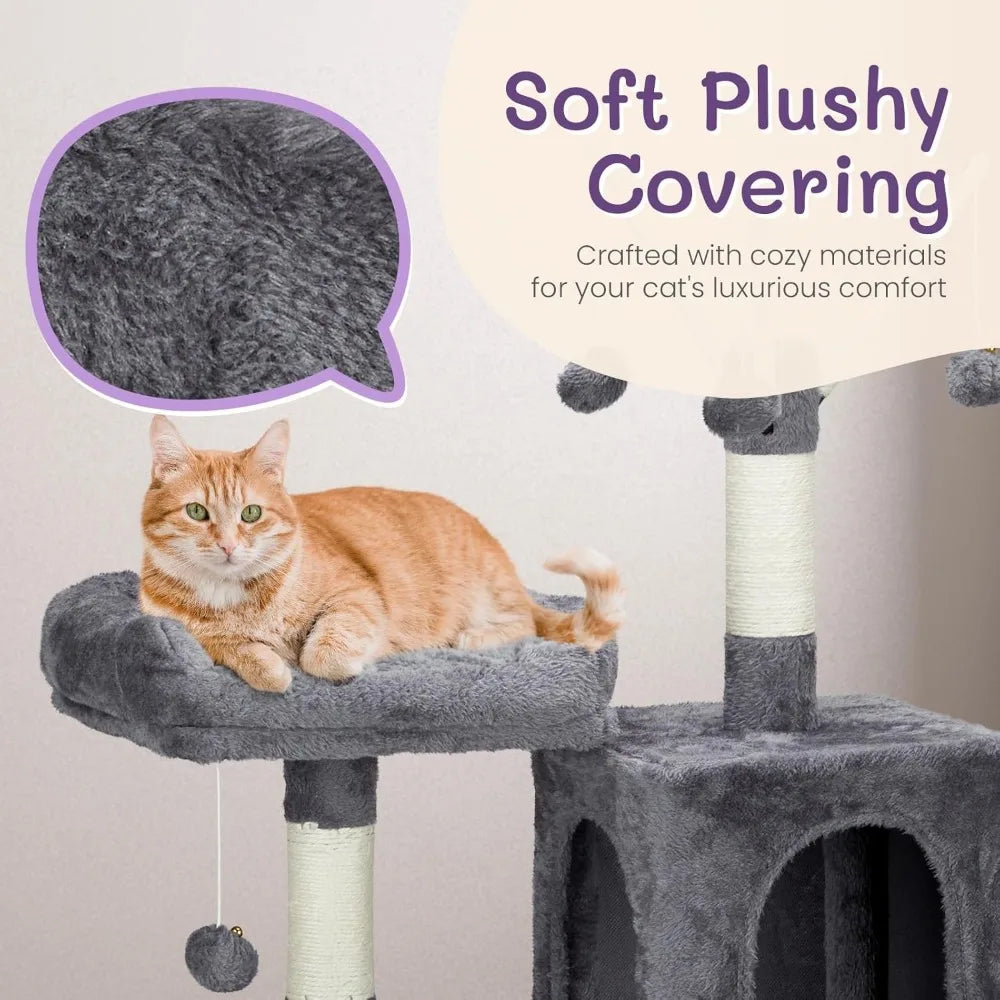 Outvita 57 Inch Plush Cat Tree With Sisal Scratching Post