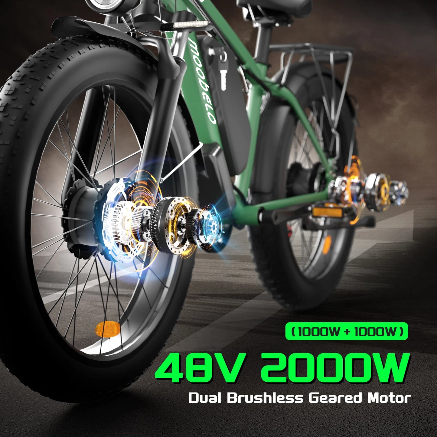 Moobelo M1 48V 2000W DualMotor AluminumAlloyDesigned FatBikeWithTubelessEngineering For SnowAndIcePerformance Riding
