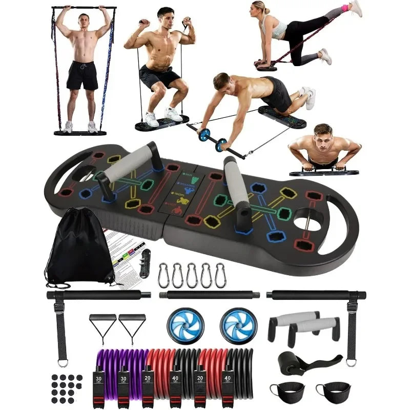 Portable Exercise Set 20 In 1 Push Up Board With Bands