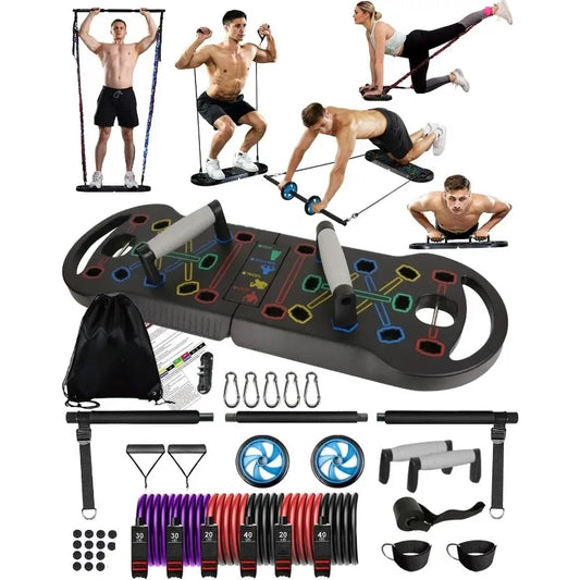 Portable Exercise Set 20 In 1 Push Up Board With Bands