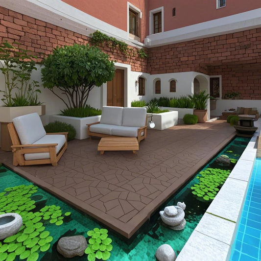 Stone Style 12" Patio Deck Tiles, DIY Module Interlocking Decking Tiles Floor Tile Outdoor and Indoor,Easy and Quick