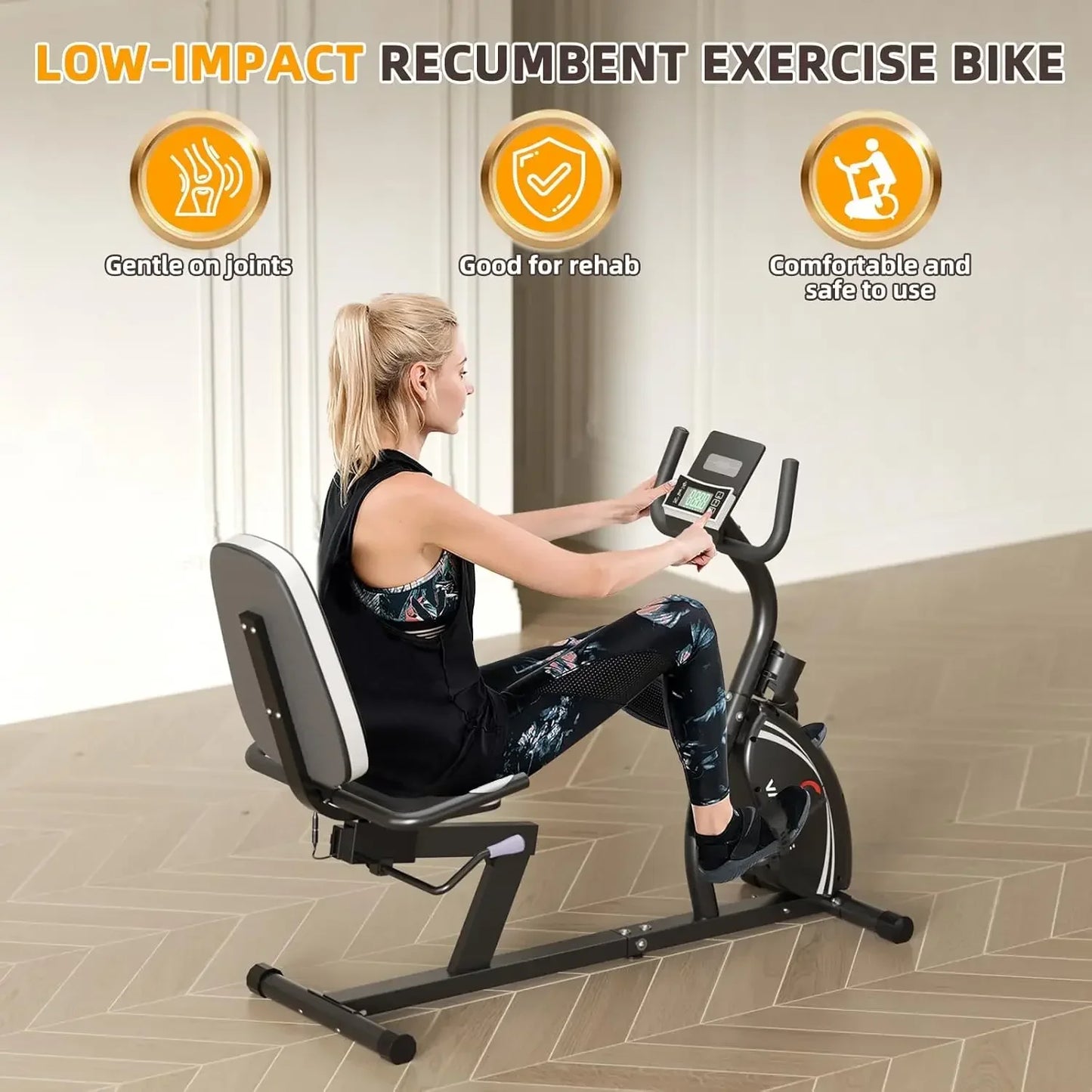 Recumbent Exercise Bike for Adults Seniors - Recumbent Bikes for Home with Magnetic Resistance Bluetooth and App Connectivity