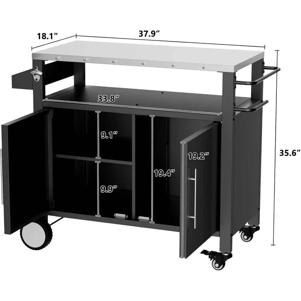 DAFIFY Outdoor Grill Cart With Storage And Hooks