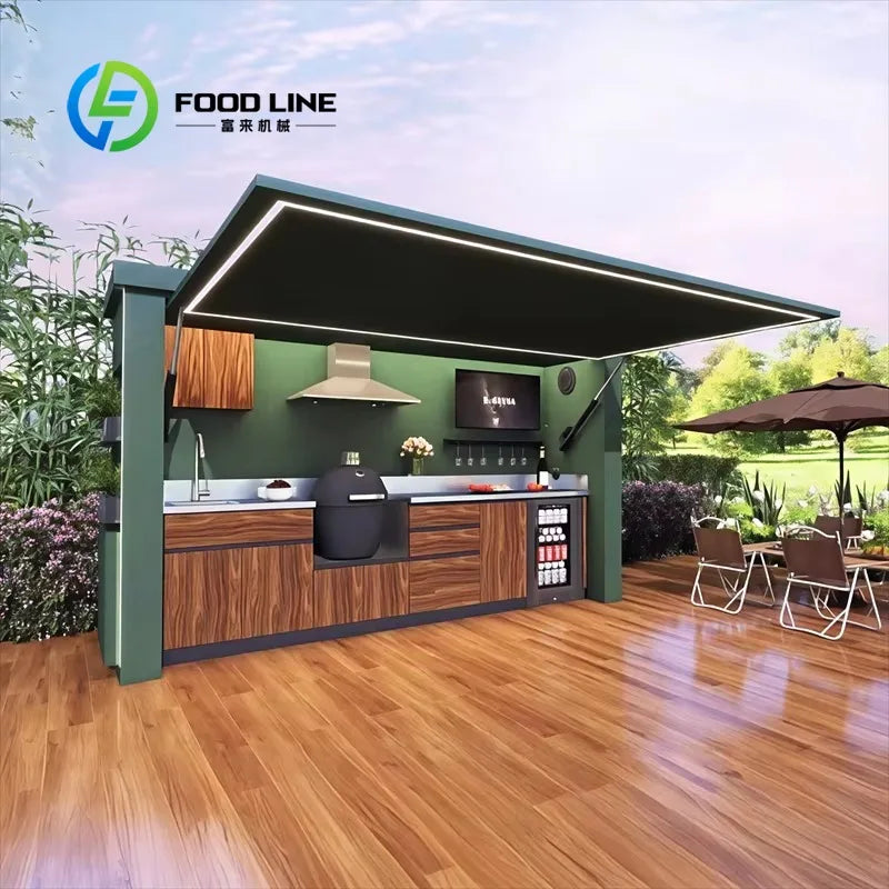 FOODLINE Custom Outdoor Kitchen Island With Stainless Grill And Sink