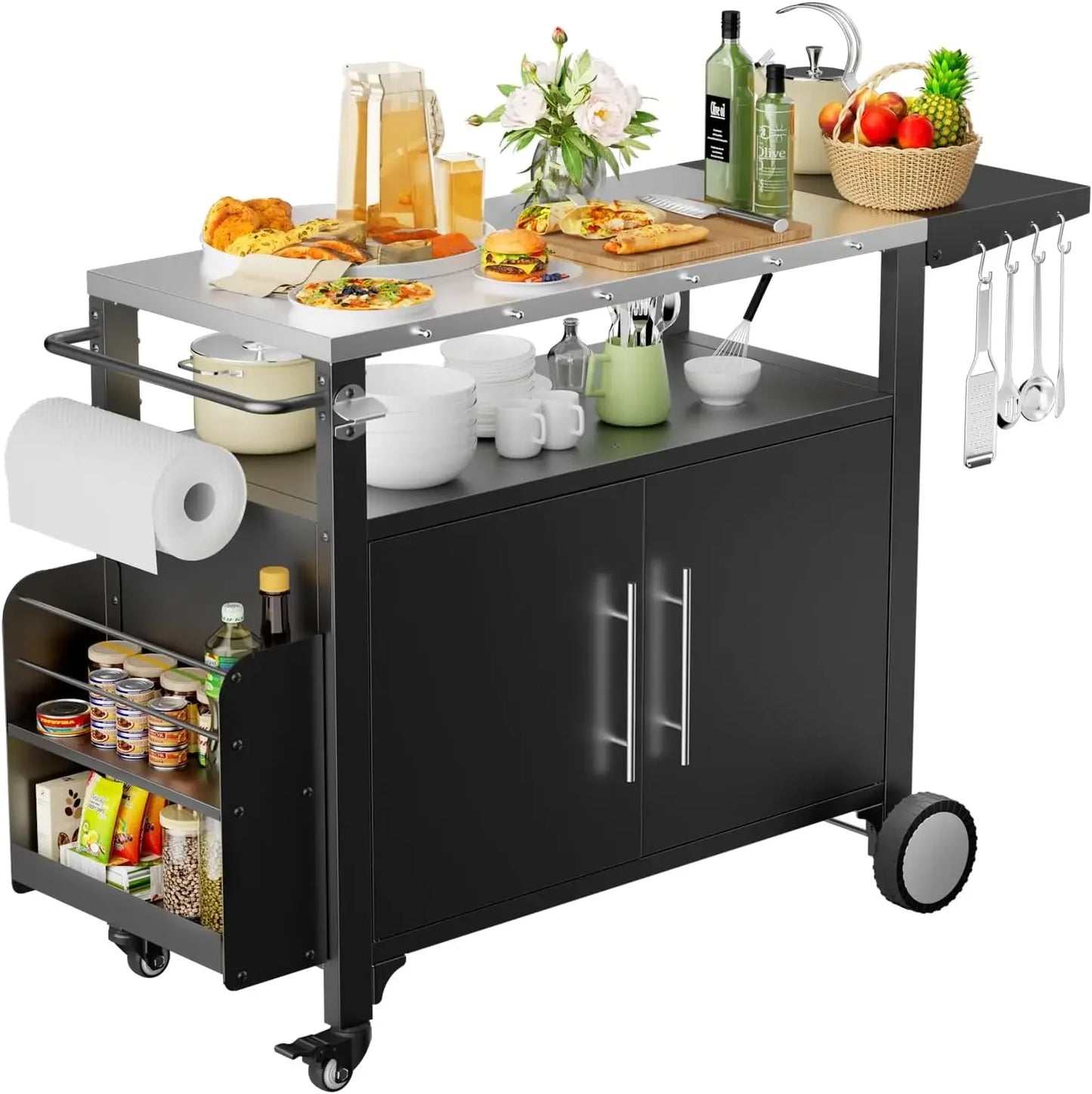 Outdoor Grill Cart With Storage And Movable Modular Design