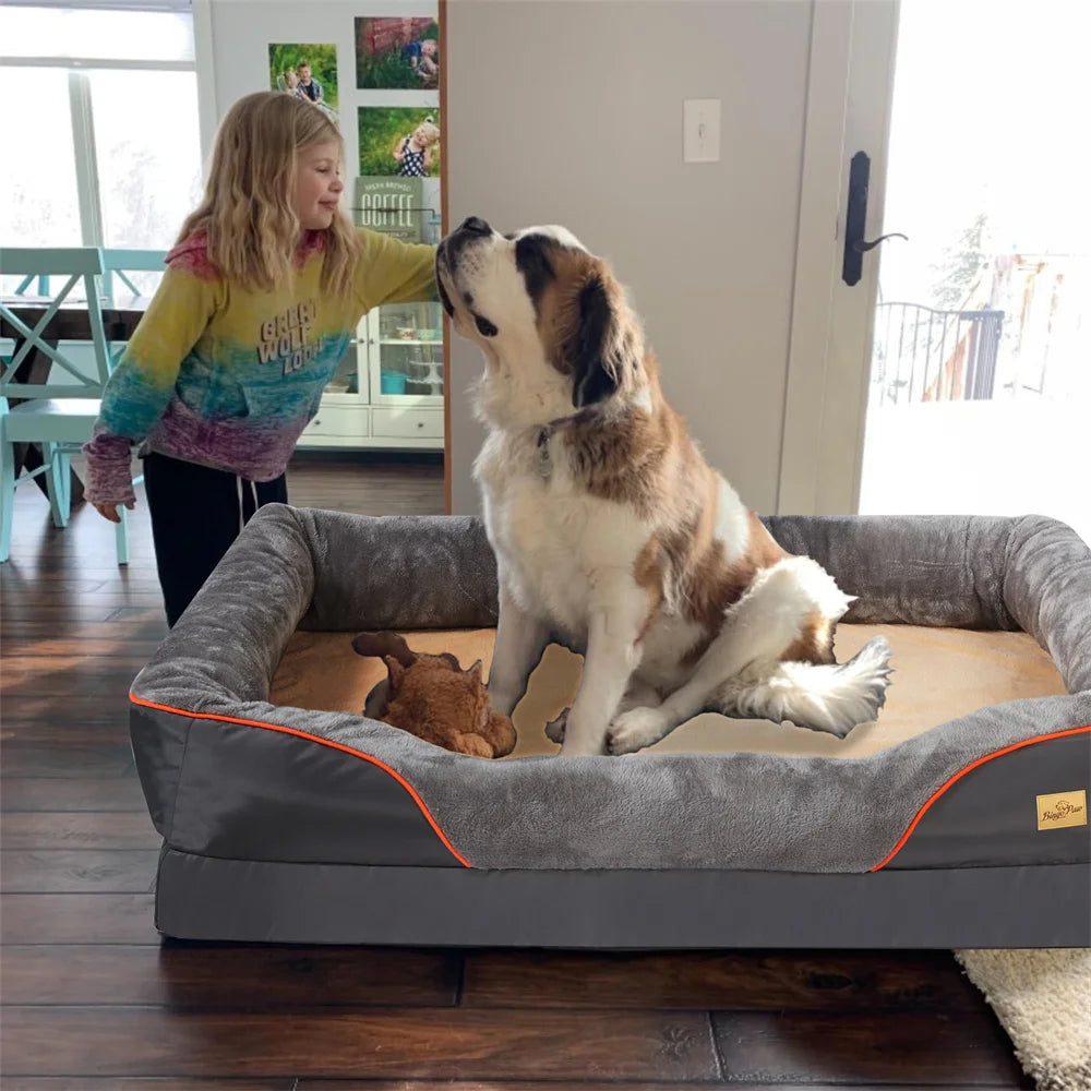 Jumbo Orthopedic Memory Foam Dog Bed Waterproof Cushion