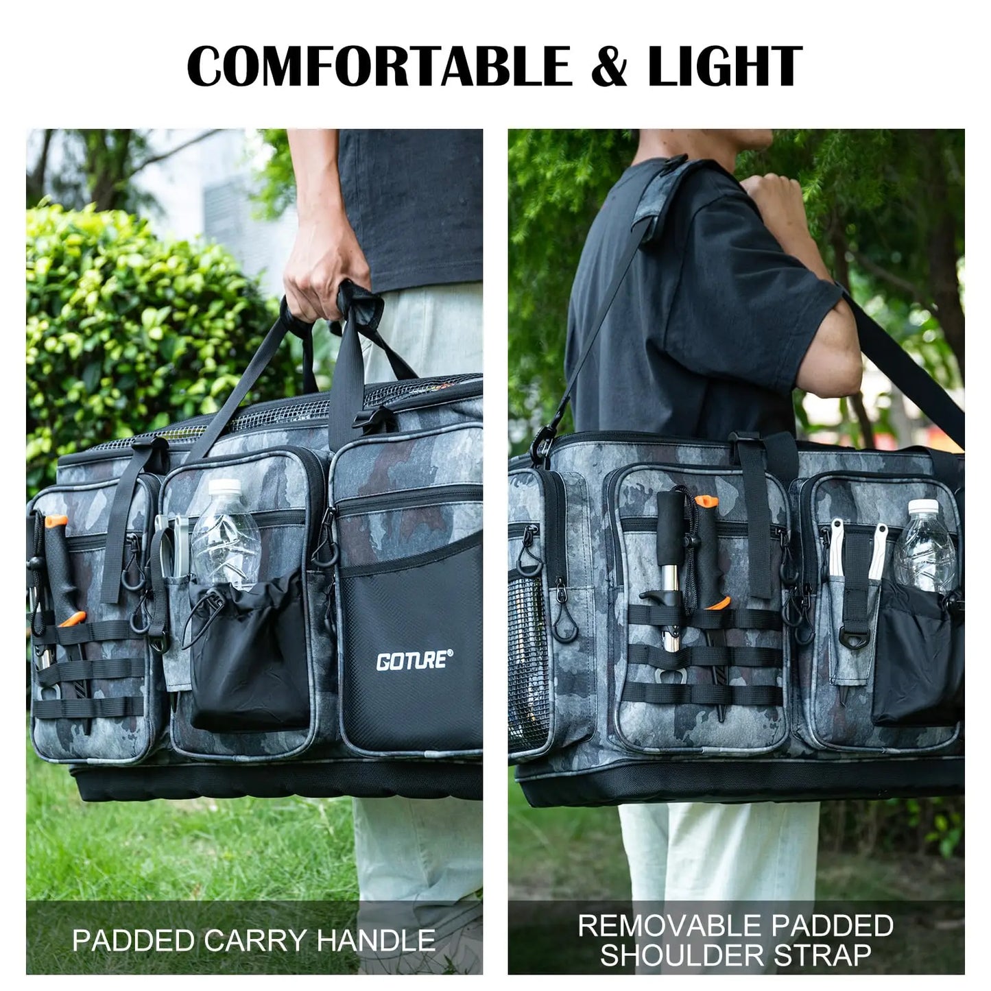 Goture Large Capacity Fishing Tackle Bag Waterproof EVA Hard Bottom