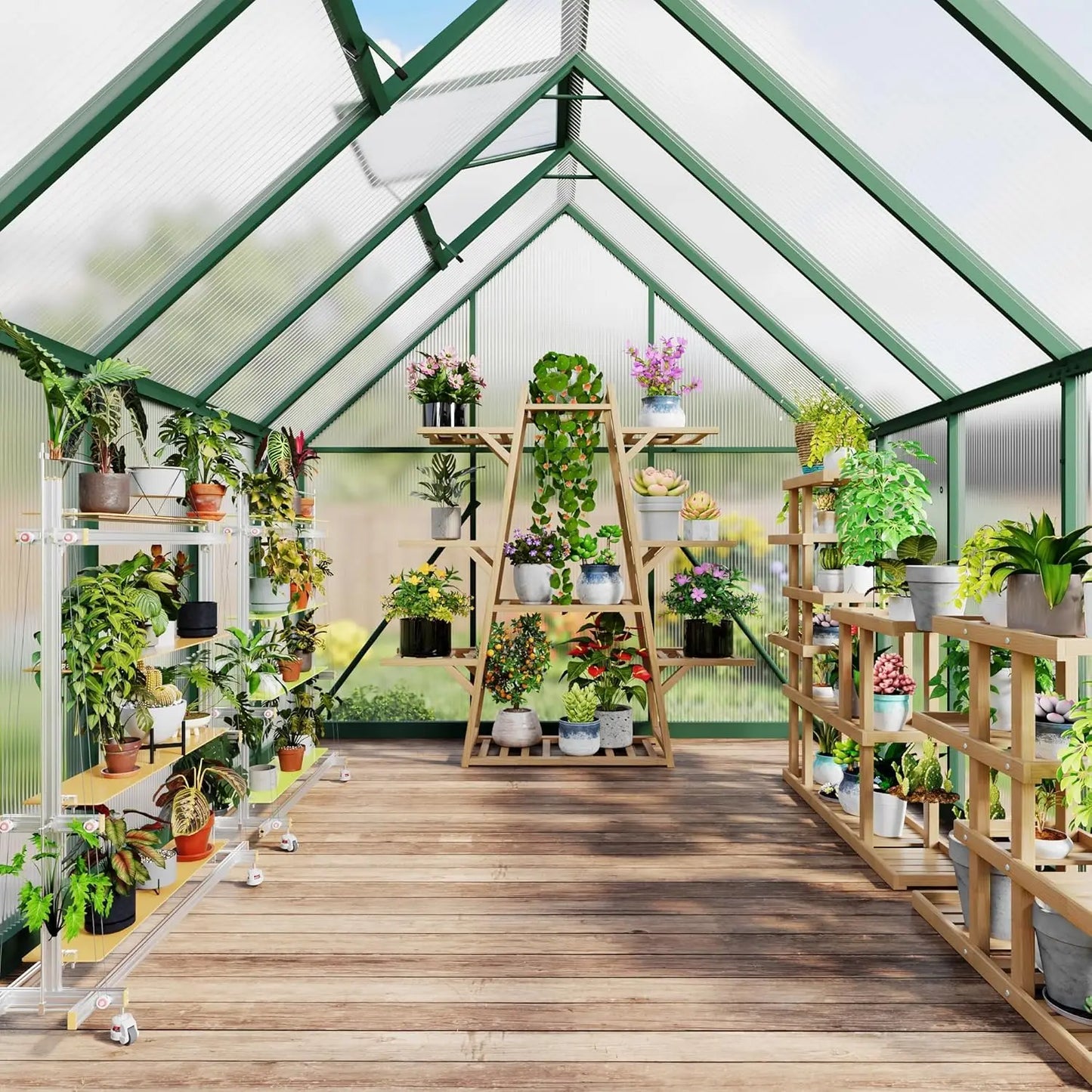 Walk-In Outdoor Greenhouse Kit With Lockable Door And Aluminum Frame