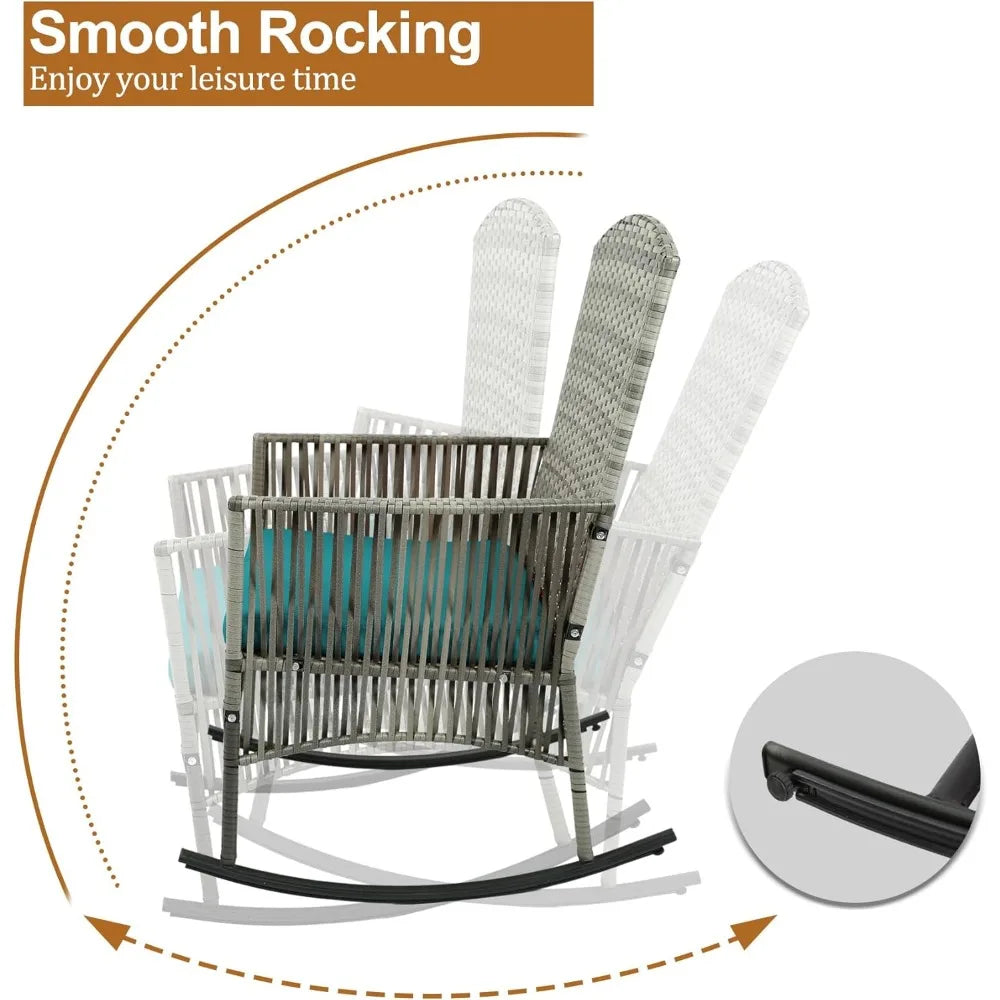 ANGDUO 3 Piece Patio Conversation Set with Rocking Chairs