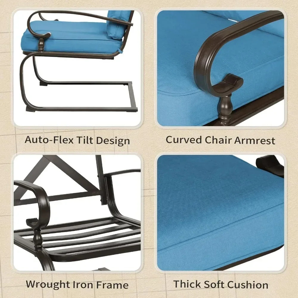 5 Piece Wrought Iron Outdoor Patio Chair Set With Cushions