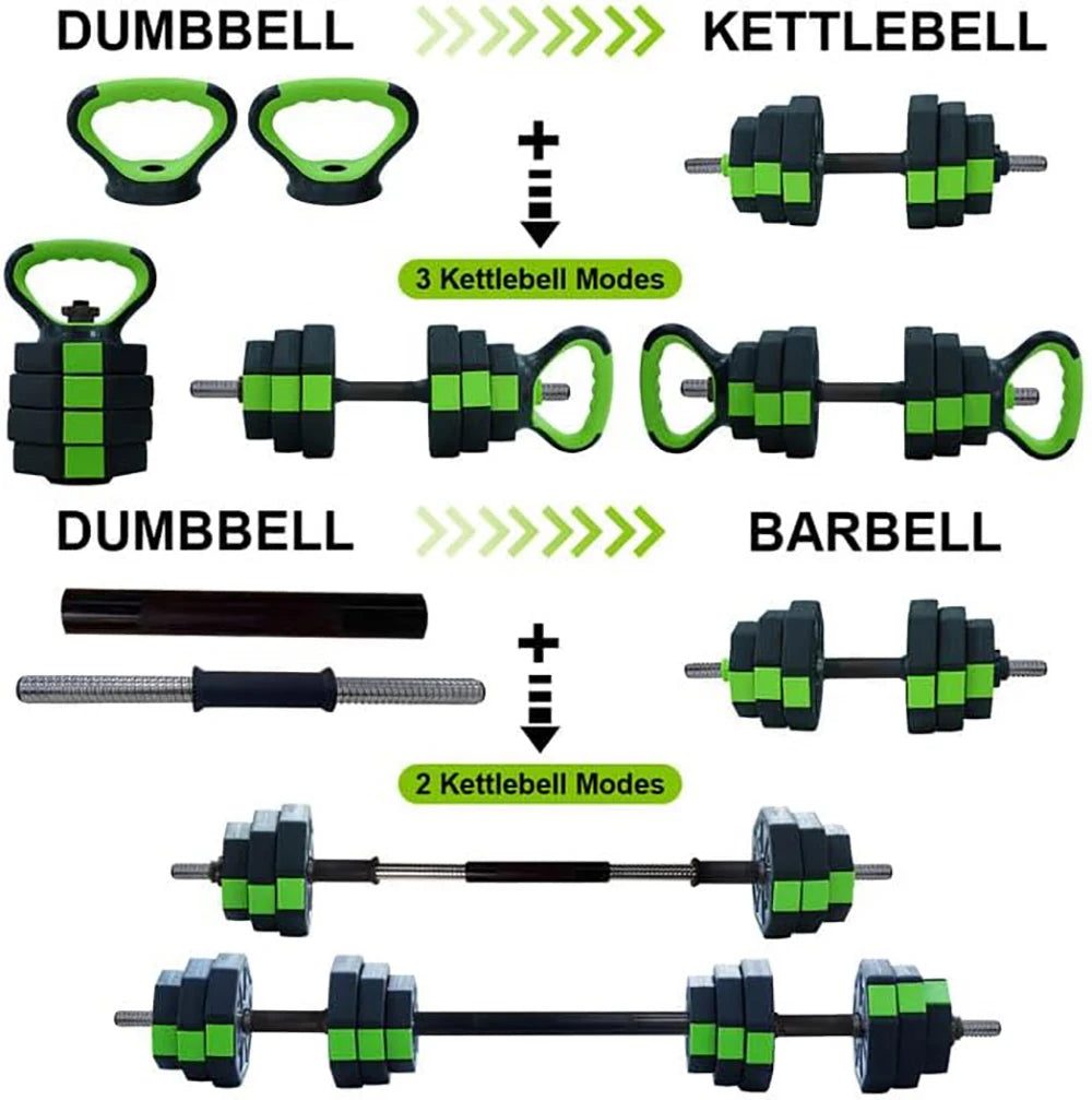 4 In 1 Adjustable Dumbbell Set 44lbs Weight Set With Iron Handle Kettlebell Barbell Push Up Stand For Home Gym Octagon
