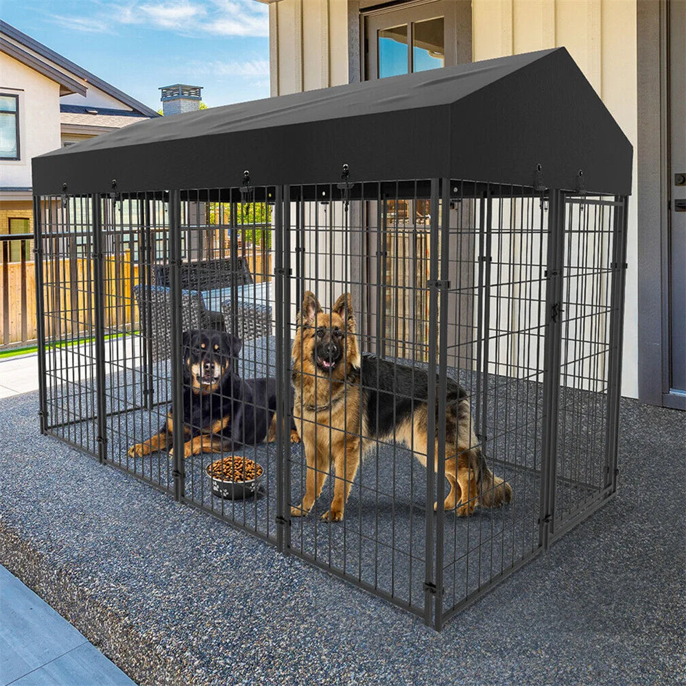 Heavy Duty Large Dog Kennel Welded Metal Playpen Roof Cover