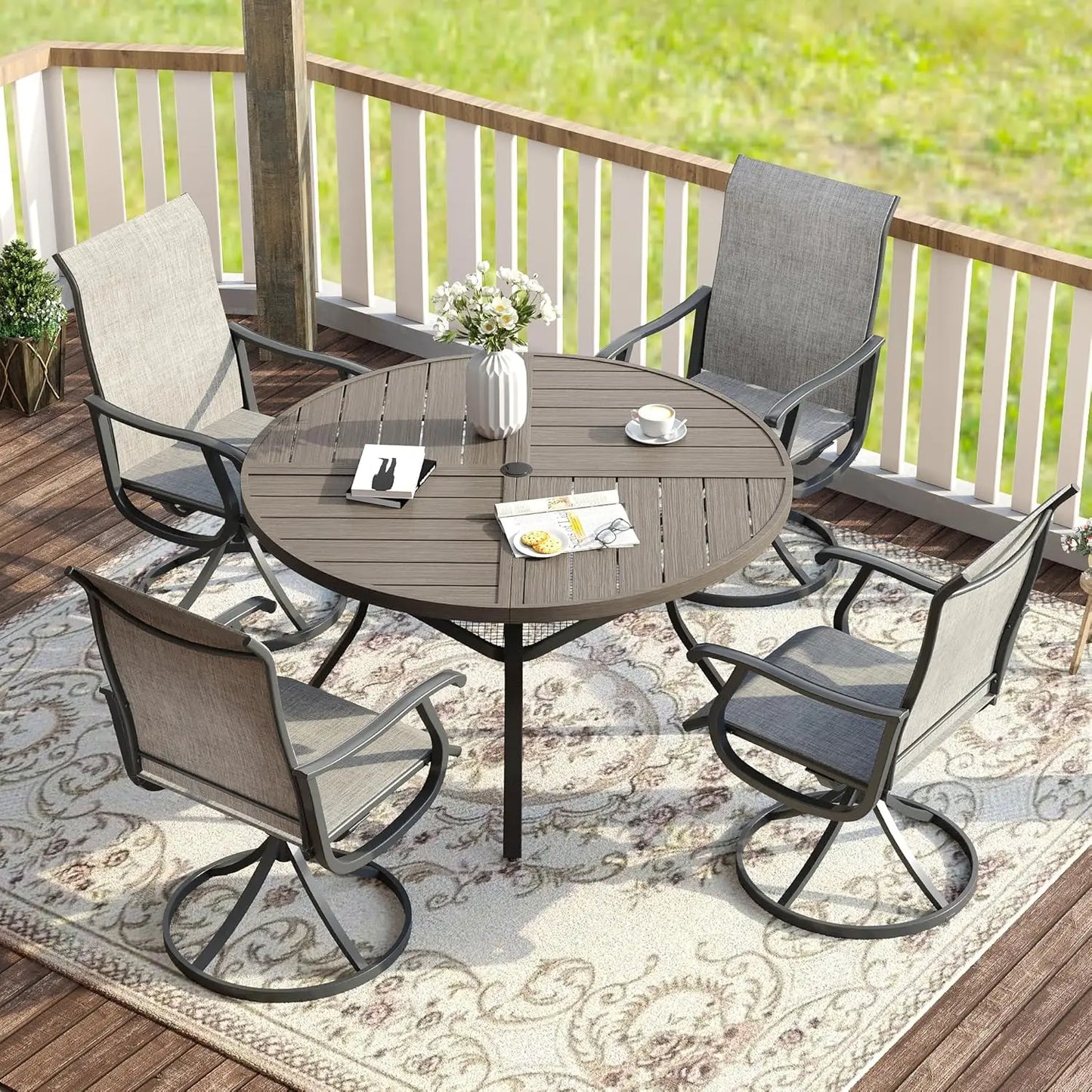 Outdoor Patio Dining Set For Four With Round Table