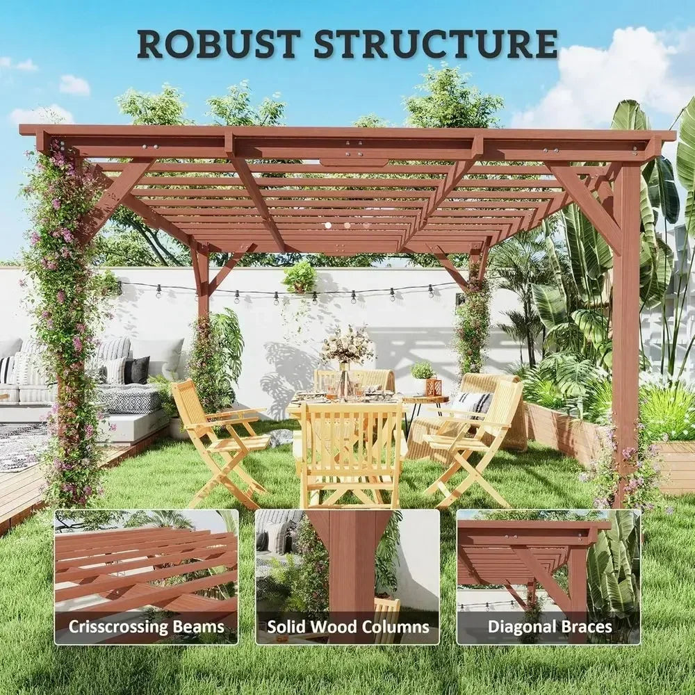 Wooden Pergola With Grape Trellis For Patio And Backyard
