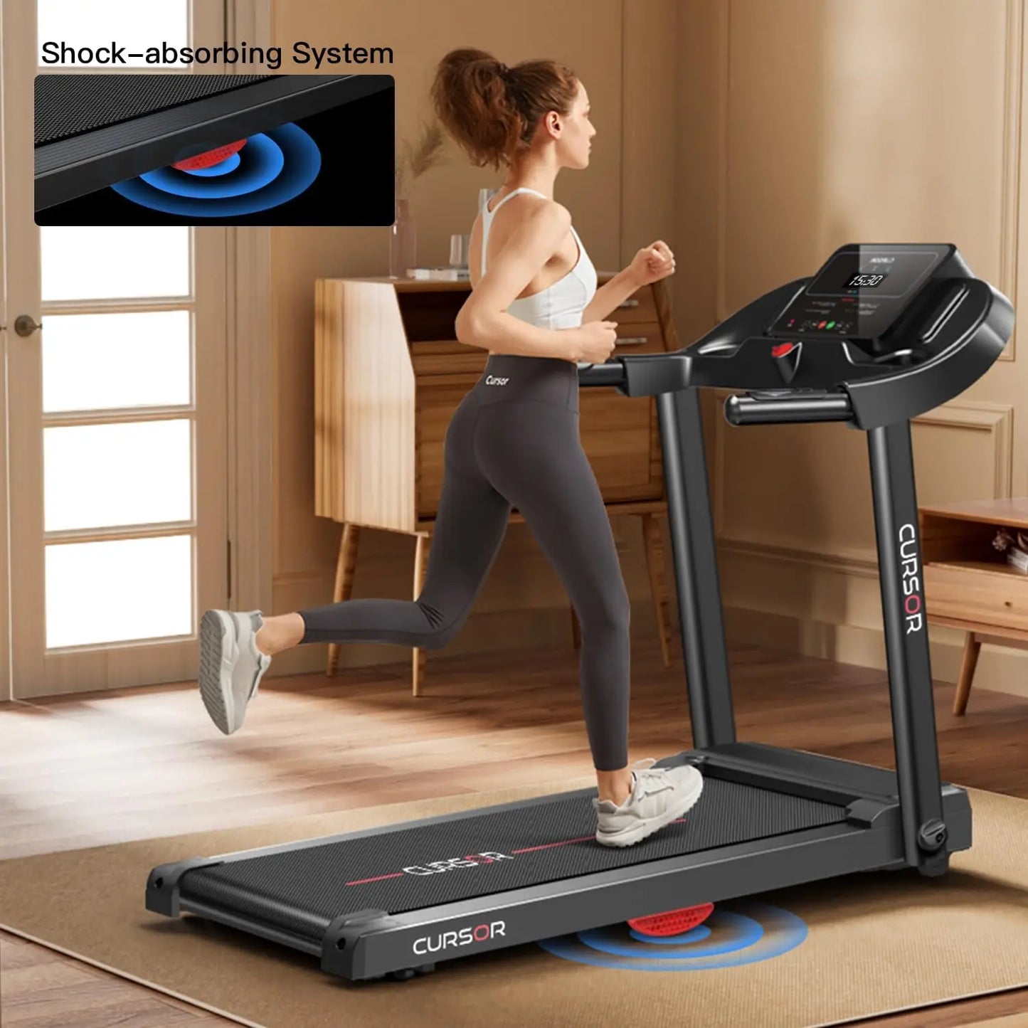Home Folding Treadmill with Pulse Sensors 2.5 HP Quiet Brushless Motor 7.5 MPH Speed 265 Pounds Capacity