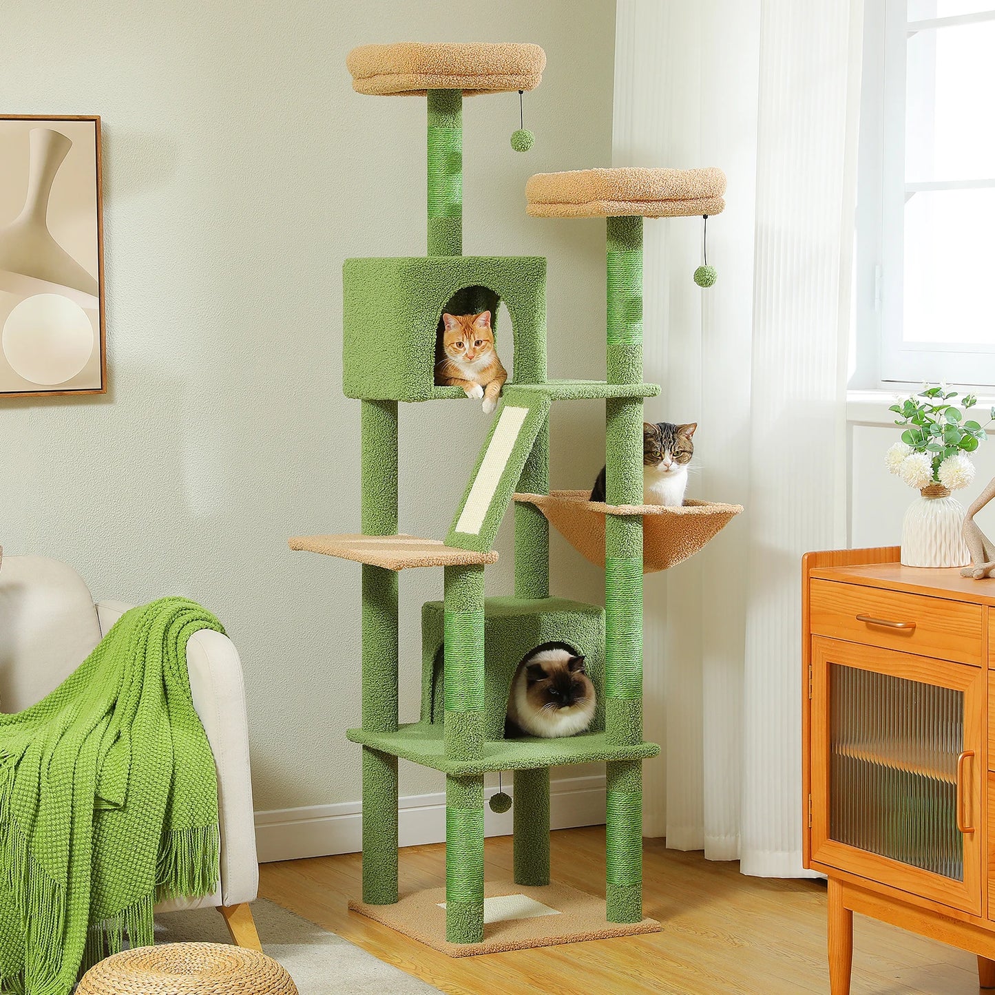 H180CM Large Cat Tree Indoor Tall Tower Plush Sisal Post