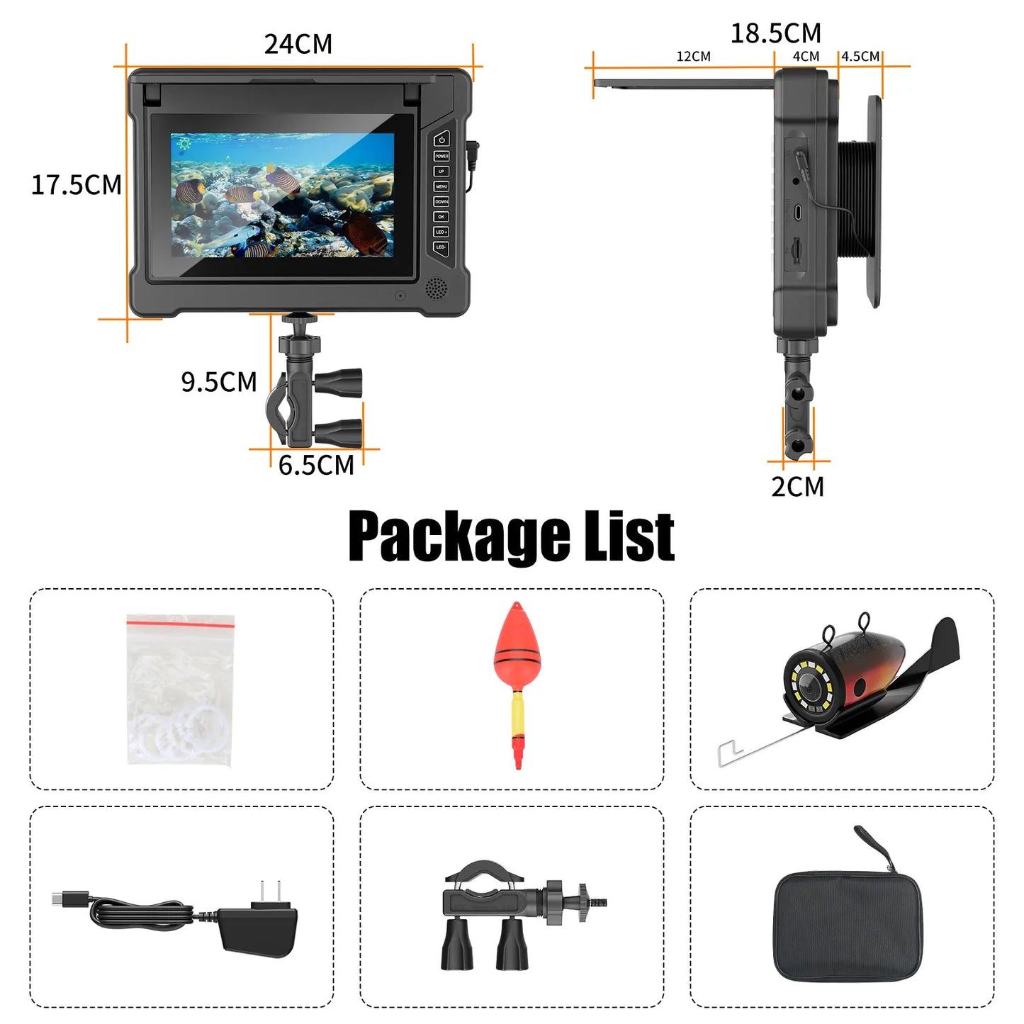 GAMWATER Underwater Fish Finder Camera With LEDs For Ice Fishing