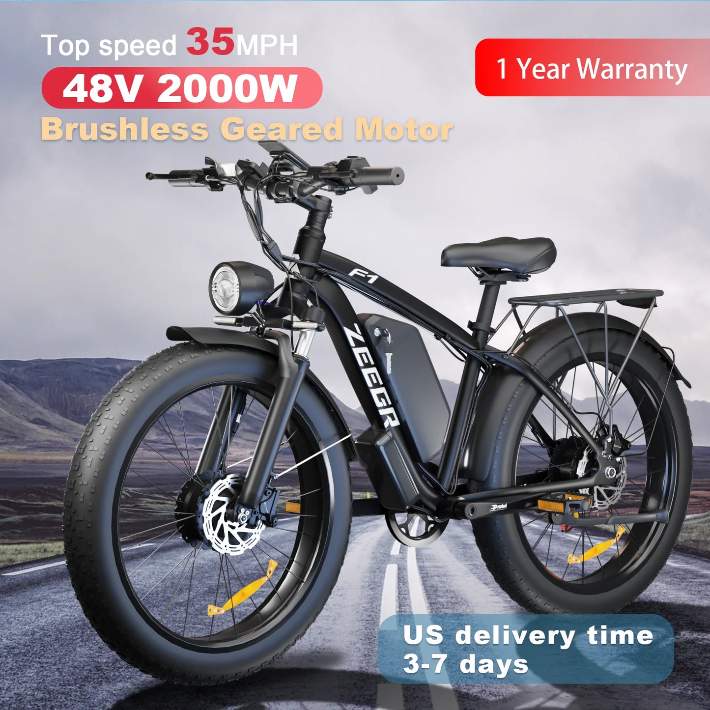 Moobelo M1 48V 2000W DualMotor AluminumAlloyDesigned FatBikeWithTubelessEngineering For SnowAndIcePerformance Riding