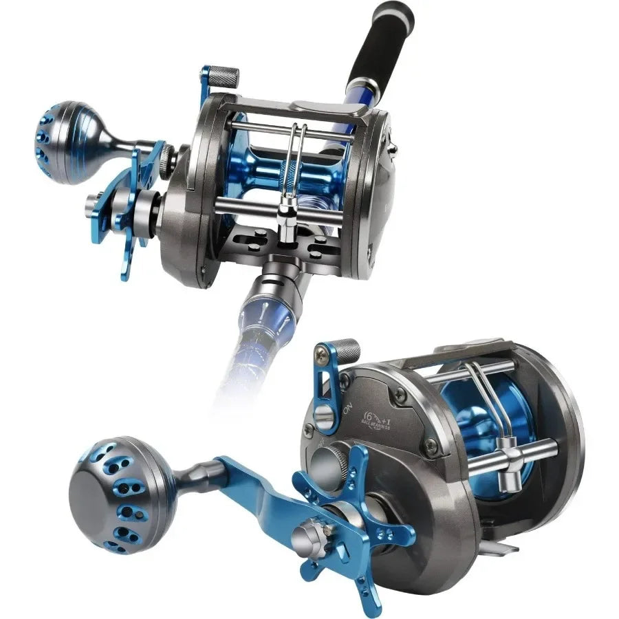 Trolling Saltwater Reel With Level Wind Drag System