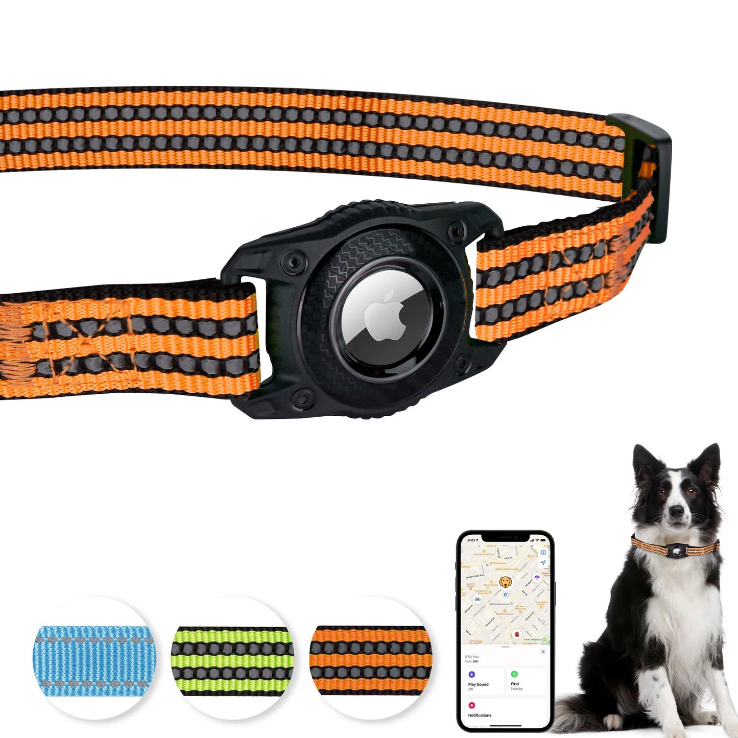 Dog Pet Reflective Duty Collar With GPS Box Waterproof Adjustable Accessories