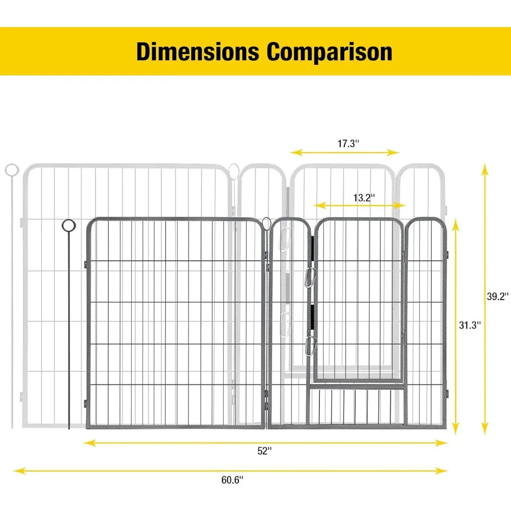 Foldable Metal Dog Playpen With Door Fence Outdoor Kennel